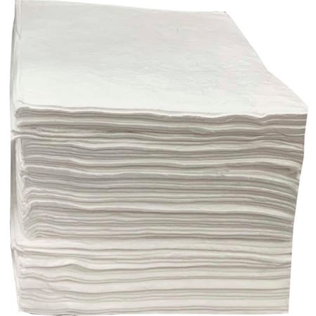 Global Industrial Oil Only Sorbent Pads, Medium-weight, 15W x 18L, White, 100PK 670635